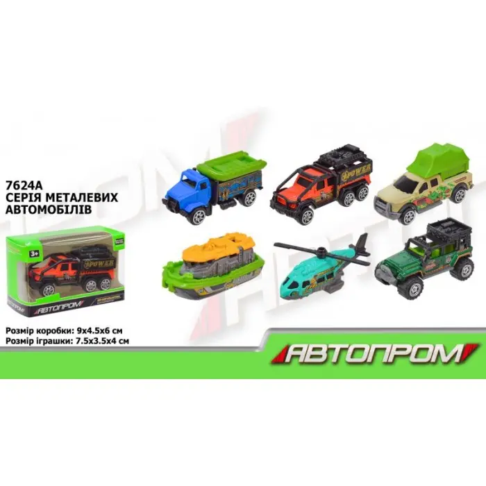 ᐉ Купить Машинка металл АВТОПРОМ 7624 6 видов, кор. 8х5х5см по