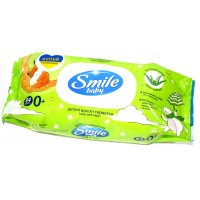 Серветки вологі гіпоалергенні Smile Baby 0 + з екстрактом алоє, 84 шт