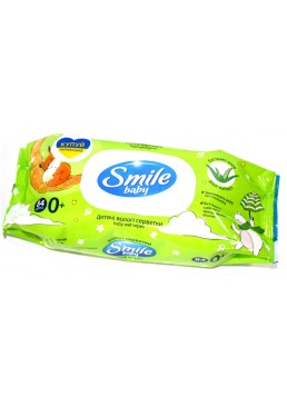 Серветки вологі гіпоалергенні Smile Baby 0 + з екстрактом алоє, 84 шт