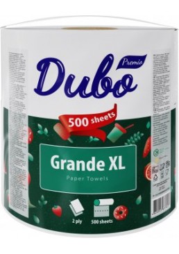 Полотенца бумажные Диво Premio Grande XL 2-слойные 500 отрывов Белые, 1 рулон