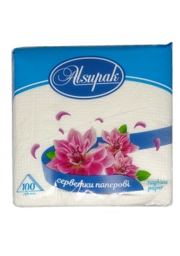 Серветки столові Alsupak 24*24 білі, 100 шт 