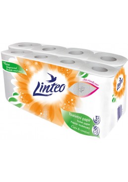 Туалетний папір LINTEO 3-х шаровий білий, 16 шт
