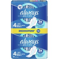 Гігієнічні прокладки Always Ultra Night (Розмір 4) 6 крапель, 14 шт