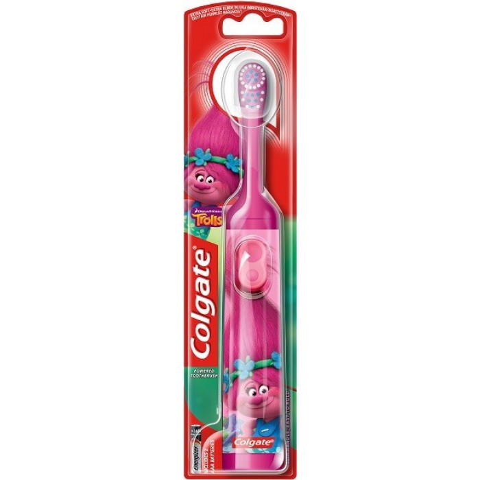 Детская электрическая зубная щетка Colgate Trolls на батарейке 3+, 1 шт - 