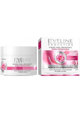 Активно омолаживающий крем Eveline Cosmetics Гиалуроновая кислота и Французская роза, 50 мл 