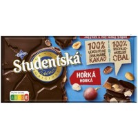 Шоколад чёрный Studentska с изюмом, орехами и желе, 170 г