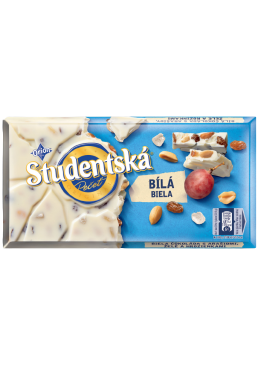 Шоколад белый Studentska с арахисом, изюмом и желейными конфетами,  170 г