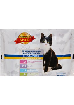 Корм для кошек M&K с рыбой и птицей в соусе, 4х100 г