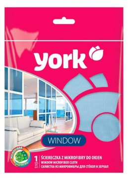 Салфетка из микрофибры для стекол и зеркал York, 1 шт