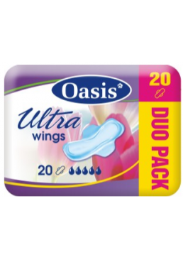 Гігієнічні прокладки Oasis Utra wings duo 5 крапель, 20 шт