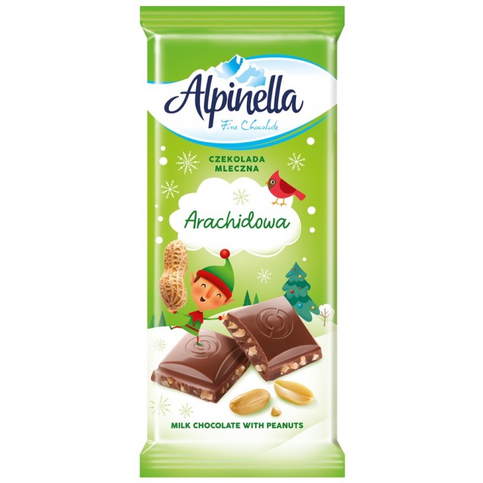 Шоколад Alpinella молочный с арахисом, 90 г - 