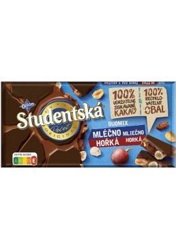 Шоколад Duomix темный и молочный Studentska с арахисом, изюмом и желейными конфетами, 170 г