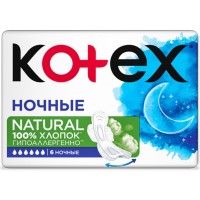 Прокладки гигиенические женские ночные Natural Kotex 6 капель, 6 шт
