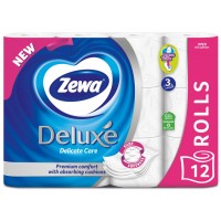 Туалетная бумага Zewa Deluxe белая 3 слоя, 12 рулонов