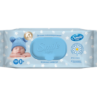 Дитячі вологі серветки Smile Baby з екстрактом ромашки та алое з клапаном, 100 шт