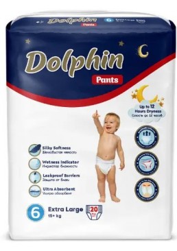 Підгузки-трусики дитячі Dolphin Exta large 6 (15+ кг), 20 шт