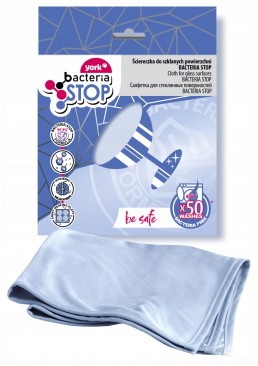 Салфетка из микрофибры York Bacteria Stop для стекла, 30х40 см