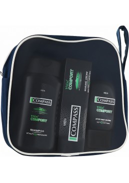 Набор мужской Compass Vital Comfort в косметичке (шампунь+крем для бритья+бальзам после бритья)