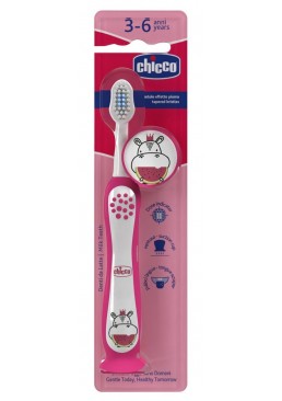 Детская зубная щетка Chicco на присоске, 3–6 лет (розовая)