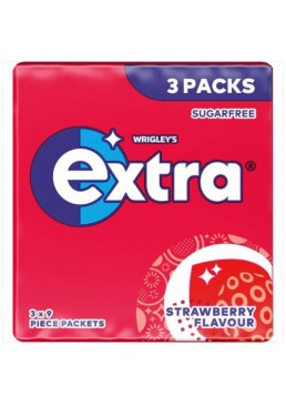 Жевательные резинки Extra Strawberry, 3х12.6 г