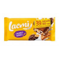 Шоколад молочный Roshen Lacmi с молочной начинкой, кукурузными хлопьями и печеньем, 90 г