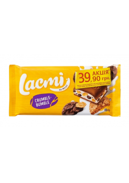 Шоколад молочный Roshen Lacmi с молочной начинкой, кукурузными хлопьями и печеньем, 90 г
