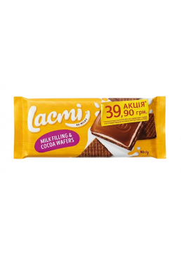 Шоколад молочный Roshen Lacmi с молочной начинкой и вафлей, 90 г