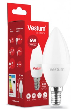 Лампа LED Vestum C37 6W 4100K 220V E14