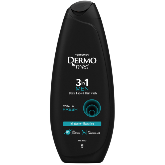Гель для душу DermoMed Total & FRESH для чоловіків 3 в 1, 450 мл - 