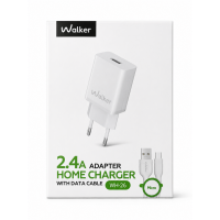 Мережевий зарядний пристрій WALKER WH-26 2.4A з кабелем Micro USB 1 м (white)  