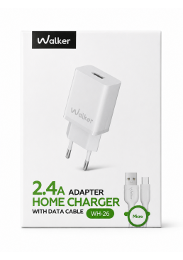 Сетевое зарядное устройство WALKER WH-26 2,4 А с кабелем Micro USB длиной 1 м (белый)