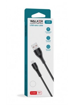 Кабель WALKER C570 USB–Lightning 1 м/2,4 А (черный)