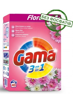 Порошок для стирки Gama Floral 3в1 с цветочным ароматом, 2.2 кг (40 стирок)