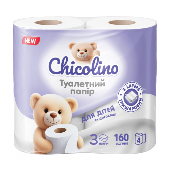 Туалетний папір Chicolino 3-х шаровий, 4 рулони - 