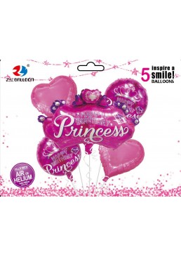 Набор фольгированных шаров "Happy birthday-Princess", 5 шт