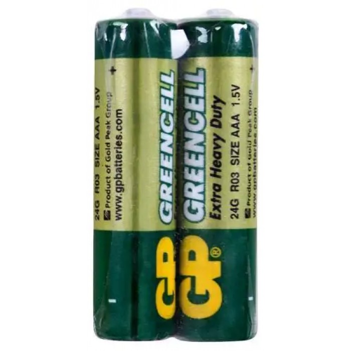 Батарейка GP Greencell 1.5V солевая 24G-S2, R03, ААA,  2шт - 