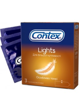 Презервативы латексные с силиконовой смазкой Contex Lights (особенно тонкие), 3 шт