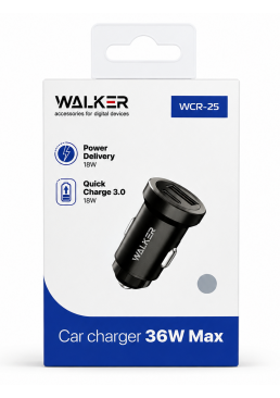 Автомобильное зарядное устройство (адаптер) WALKER WCR-25 1USB/18W (серый)