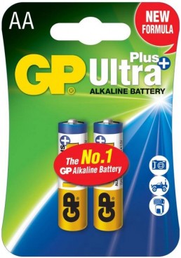 Щелочные батарейки GP Ultra Plus Alkaline AA 1.5V 15AUP-U2 LR6, 2 шт