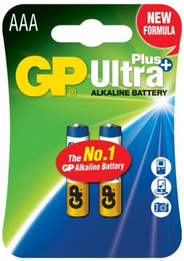 Щелочные батарейки GP Ultra Plus Alkaline AAA 1.5V 24AUP-U2 LR03, 2 шт