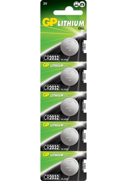 Батарейка GP Lithium Button Cell CR2032-8U5 литиевая, 5 шт