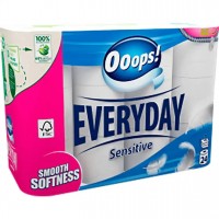 Туалетная бумага Ooops! Everyday Sensitive 3 слоя 120 отрывов, 24 шт