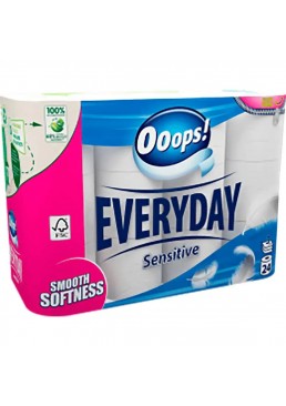 Туалетная бумага Ooops! Everyday Sensitive 3 слоя 120 отрывов, 24 шт