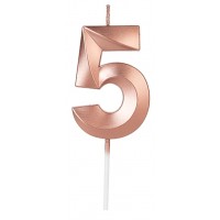 Свічка цифра "5" для торта, 4.5 см (рожевий)