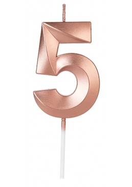 Свічка цифра "5" для торта, 4.5 см (рожевий)