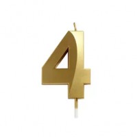 Свічка цифра «4» для торта, 4,5 см (золото)