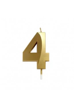 Свеча цифра "4" для торта, 4.5 см (золото)