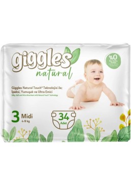 Підгузки дитячі Giggles Natural 3 Midi (4-9 кг), 34 шт