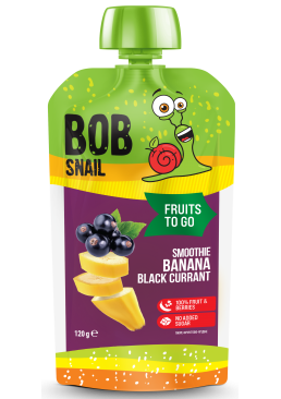 Фруктове пюре Bob Snail Смузі Банан-Чорна Смородина пастеризоване, 120 г