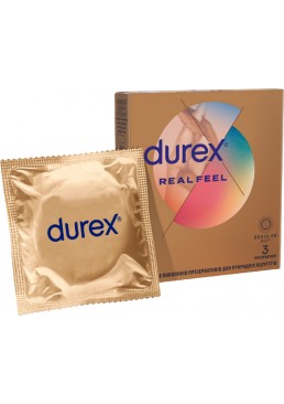 Презервативы из синтетического латекса с силиконовой смазкой Durex Real Feel (натуральные ощущения), 3 шт